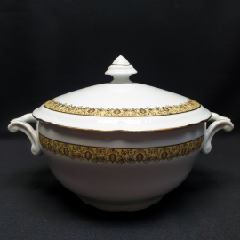 Супница, Чехословакия, фарфор, позолота, 2.5 л.. Картинка 1